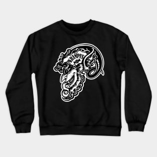 Smiling Krampus - White Outlined, Black Design Version Crewneck Sweatshirt